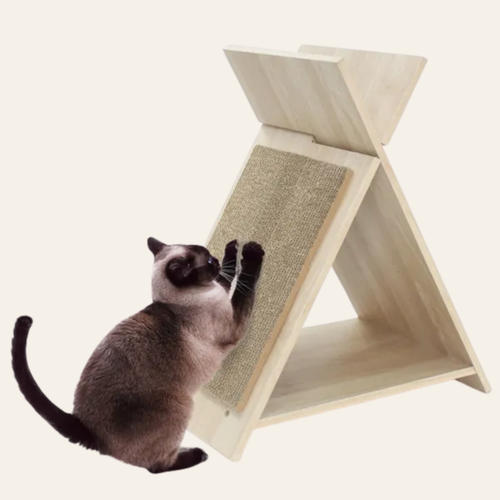 Multi-Functional Cat Scratcher - 18.5"x12"x21", Scratching Surface, Tunnel & Wooden Lounge